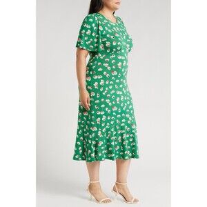 Boden Felicity Floral Jersey Dress  A-Line Maxi Green Floral US 10P Flowy